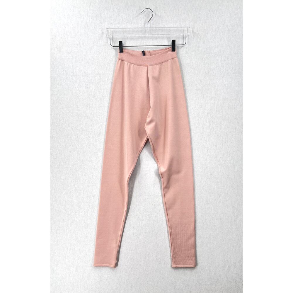 BALMAIN Compact Knit Stretch Legging Pant Womens XS Light Pink Designer Luxury